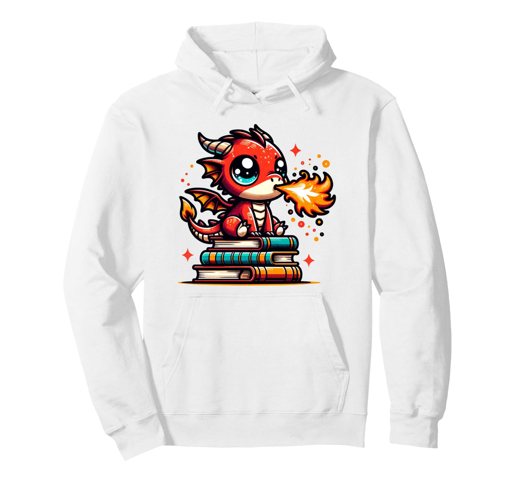 Literacy Dragon Reading Books Hoodie - Fun Novelty Design for Adults - T-Shirt, Sweatshirt, Hoodie