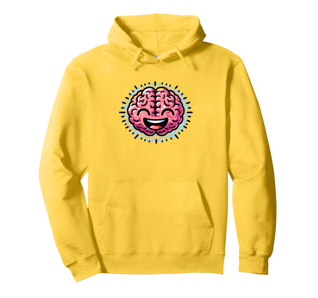Happy Brain Cheerful Brain Mental Health Hoodie - Graphic Print Men Women - T-Shirt, Sweatshirt, Hoodie