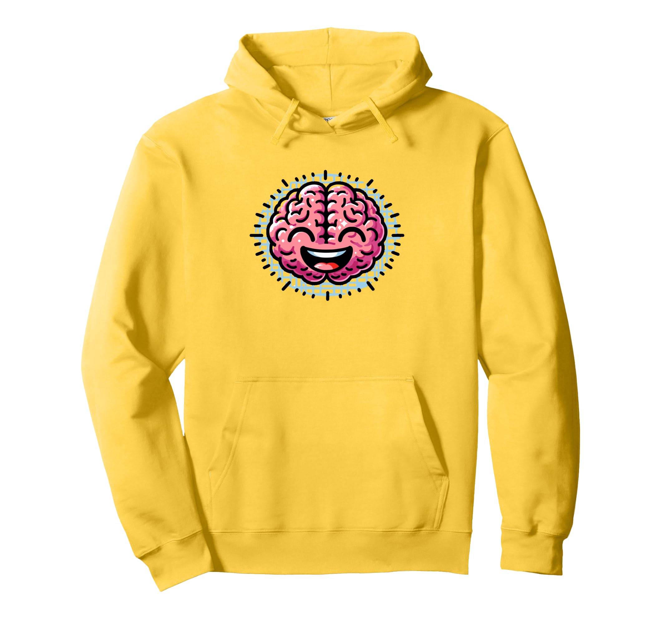 Happy Brain Cheerful Brain Mental Health Hoodie - Graphic Print Men Women - T-Shirt, Sweatshirt, Hoodie