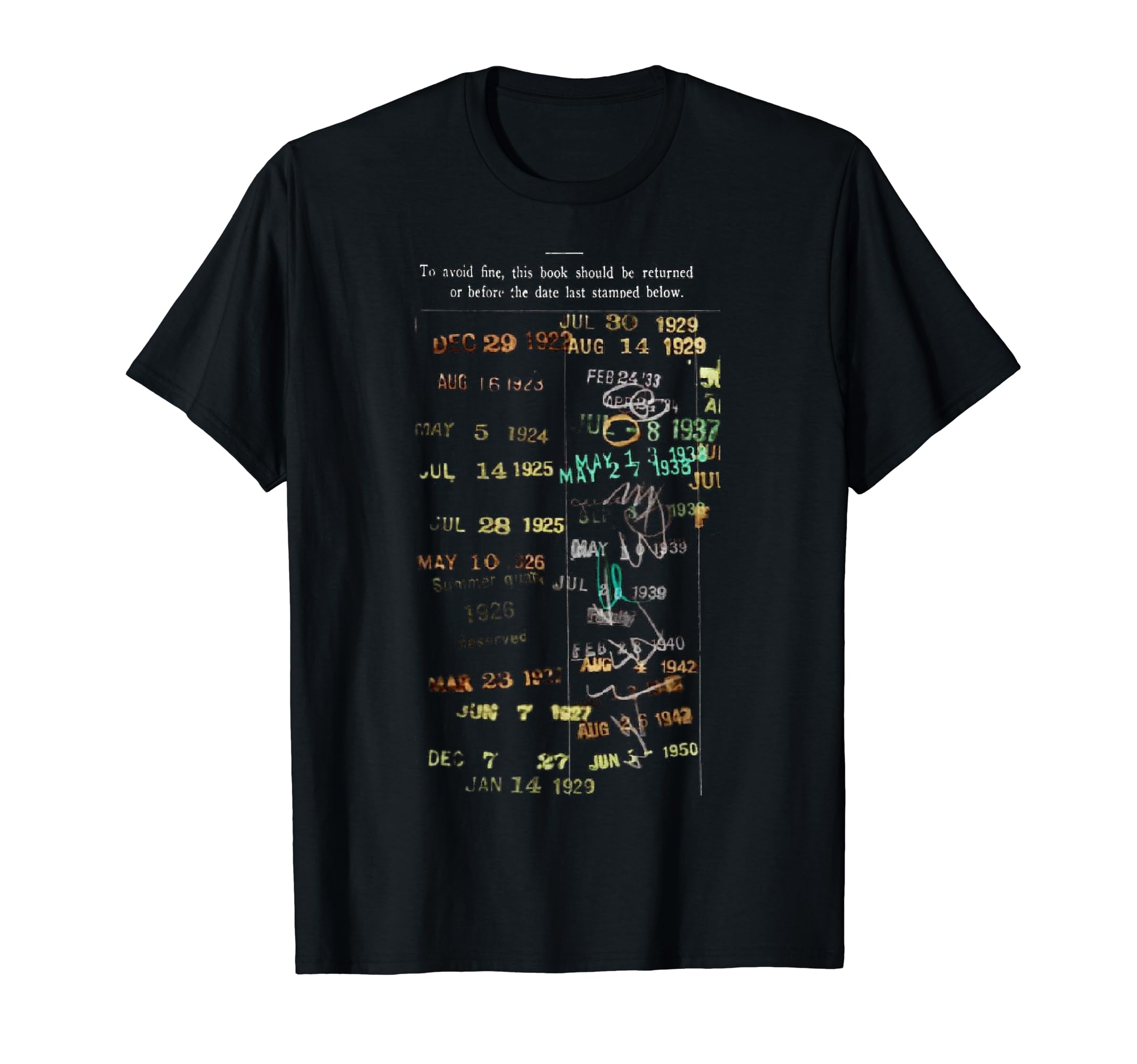 Library Stamp Librarian Date Card T-Shirt - Aesthetic Graphic Unisex - T-Shirt, Sweatshirt, Hoodie