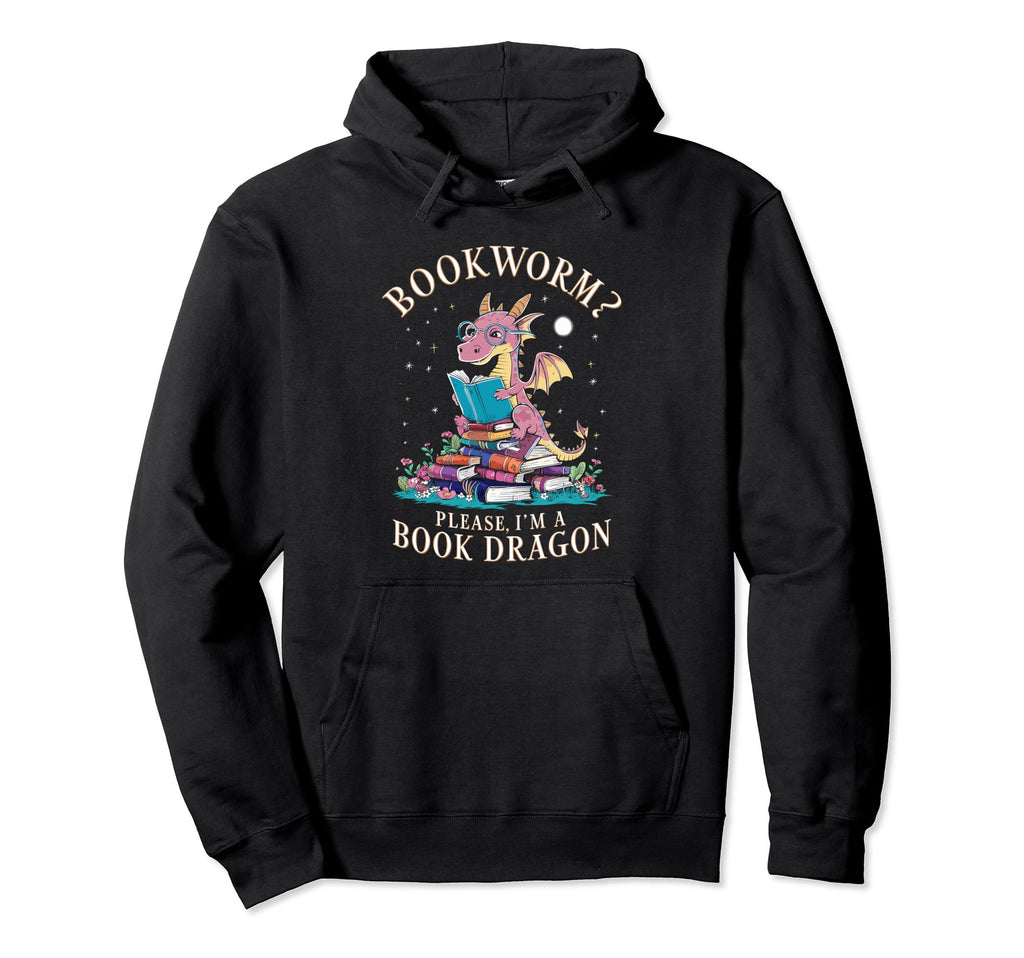Librarian Gothic Book Dragon Bookworm Hoodie - Graphic Print Men Women - T-Shirt, Sweatshirt, Hoodie