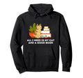 Cat And Good Book Worm Bibliophile Hoodie - Novelty Apparel Men Women - T-Shirt, Sweatshirt, Hoodie