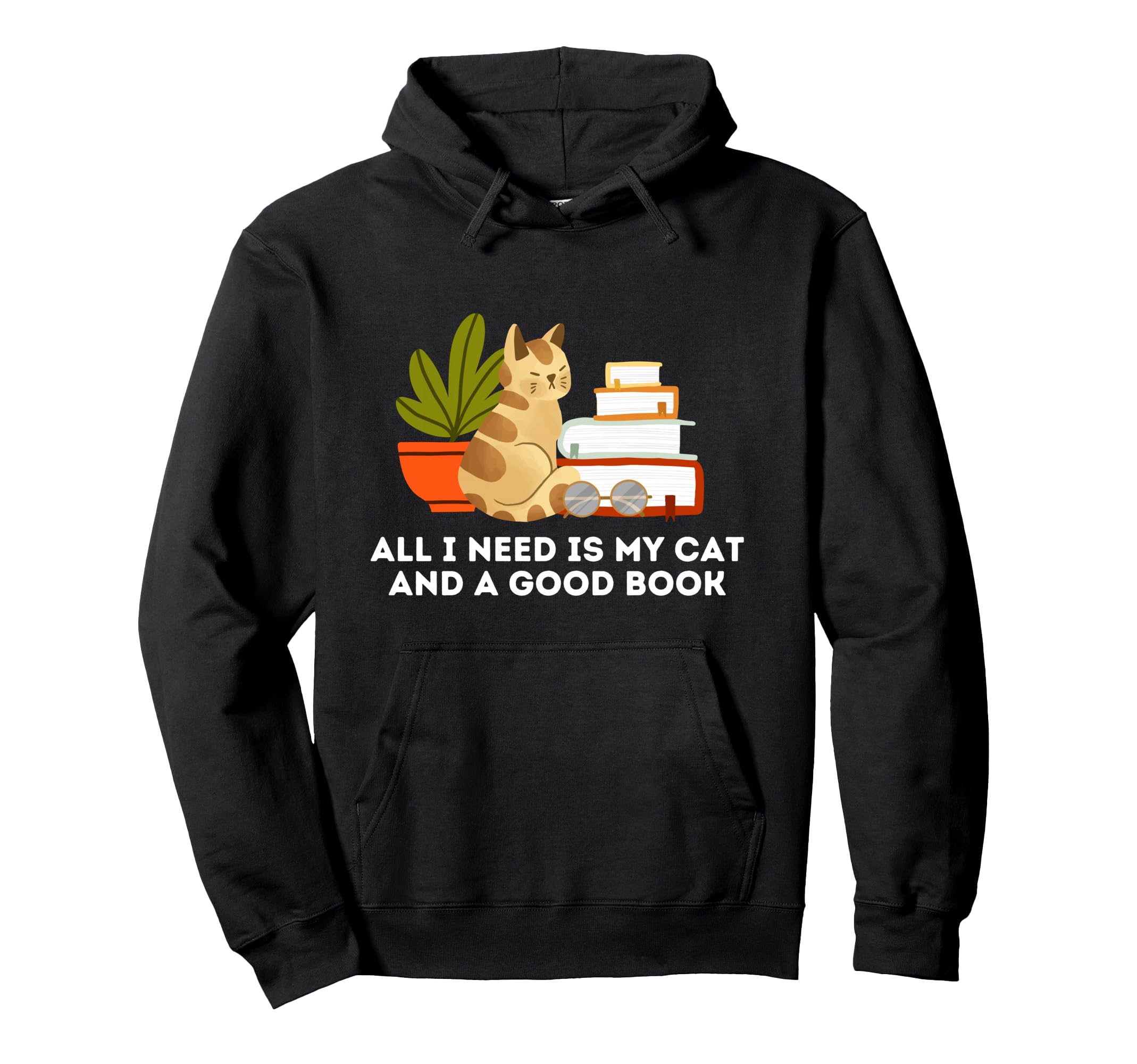 Cat And Good Book Worm Bibliophile Hoodie - Novelty Apparel Men Women - T-Shirt, Sweatshirt, Hoodie