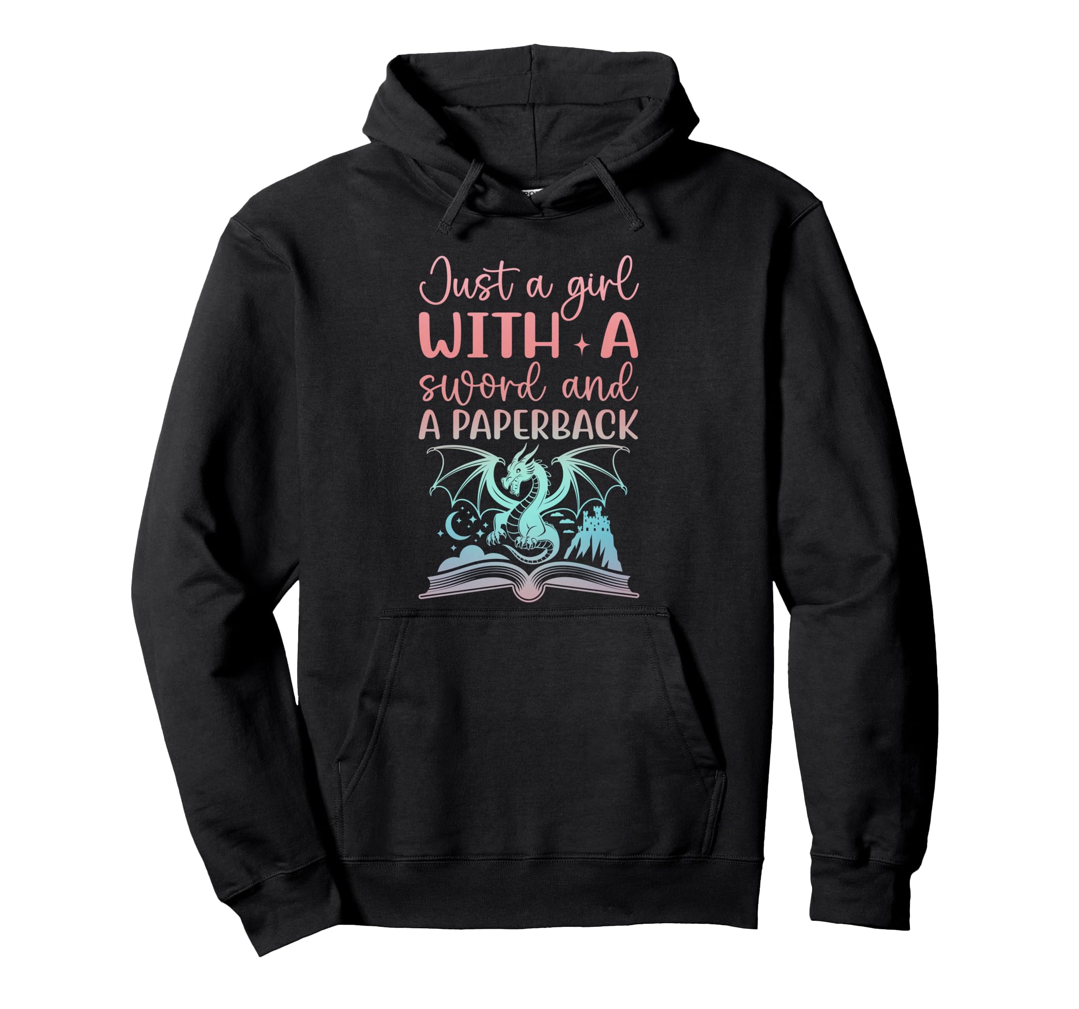 Just Sword And Paperback Fantasy Book Hoodie - Streetwear Style for Adults - T-Shirt, Sweatshirt, Hoodie