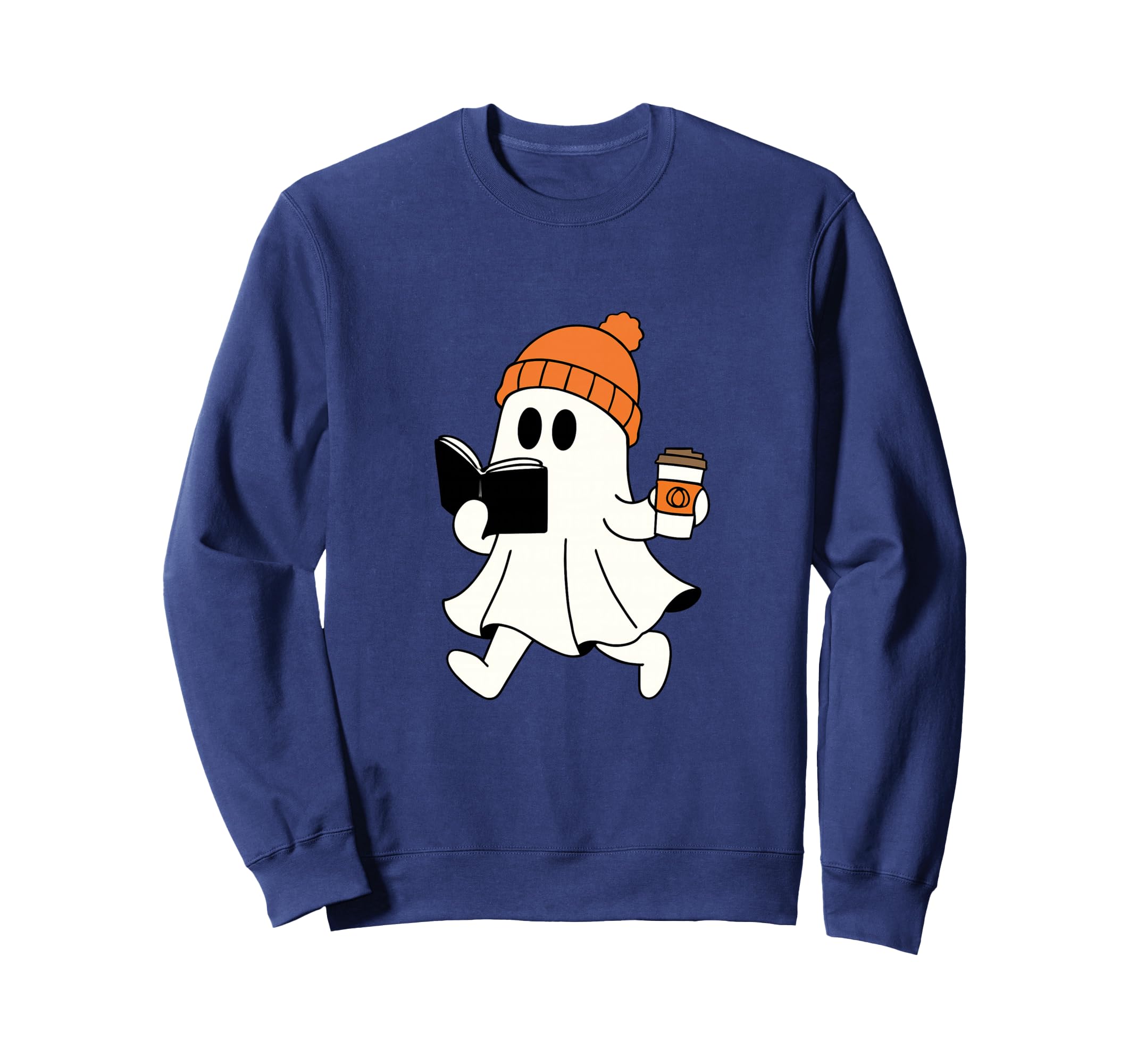 Ghost Reading And Coffee Halloween Sweatshirt - Streetwear Style Unisex - T-Shirt, Sweatshirt, Hoodie