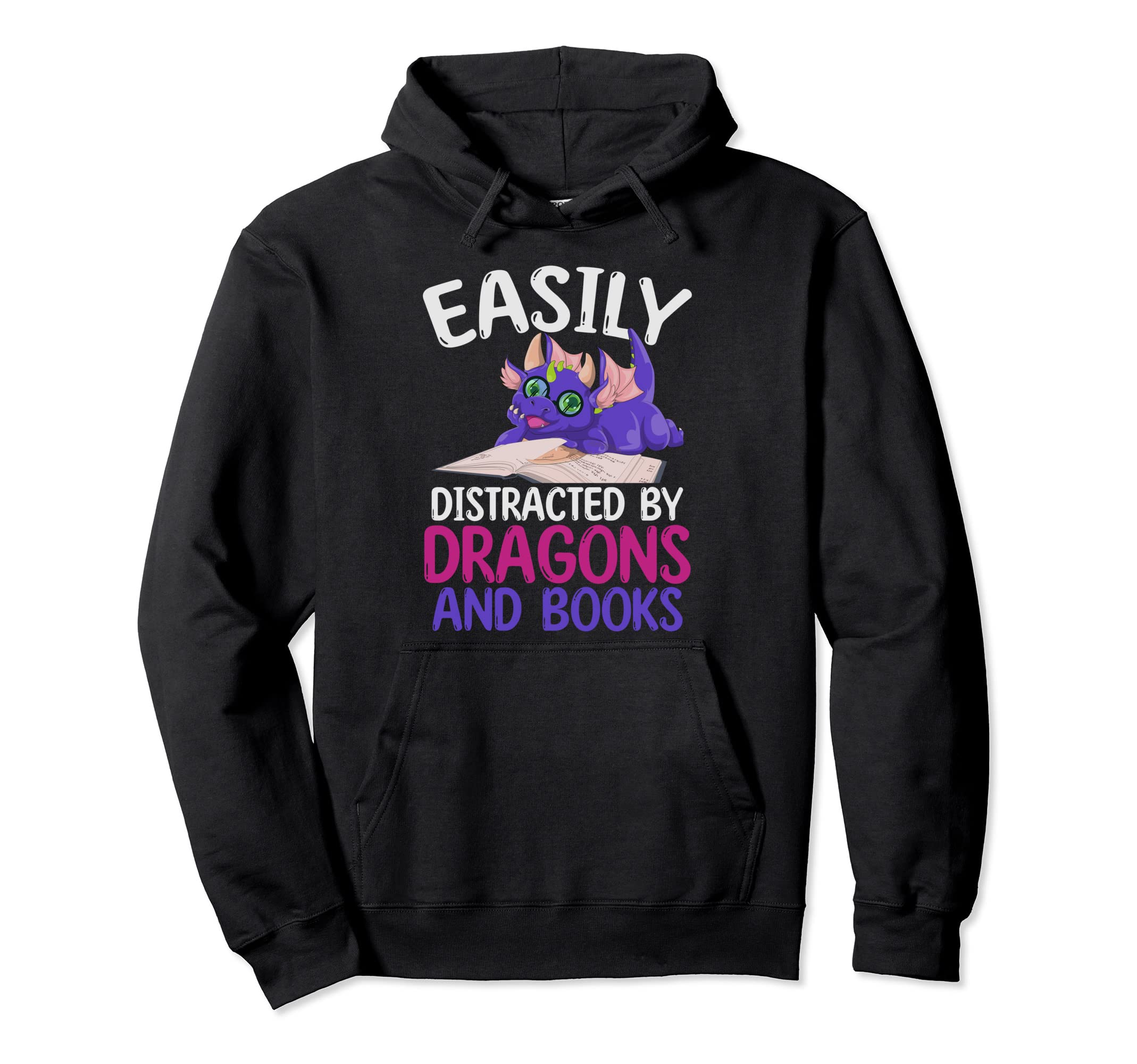 Book Reading Dragon Funny Bookworm Hoodie - Graphic Print for Adults - T-Shirt, Sweatshirt, Hoodie