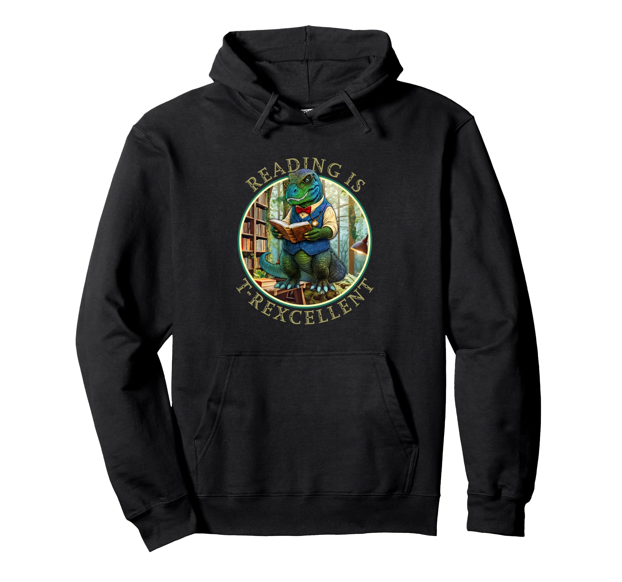 Funny T Rex Bibliophile Librarian Hoodie - Casual Everyday Wear for Adults - T-Shirt, Sweatshirt, Hoodie