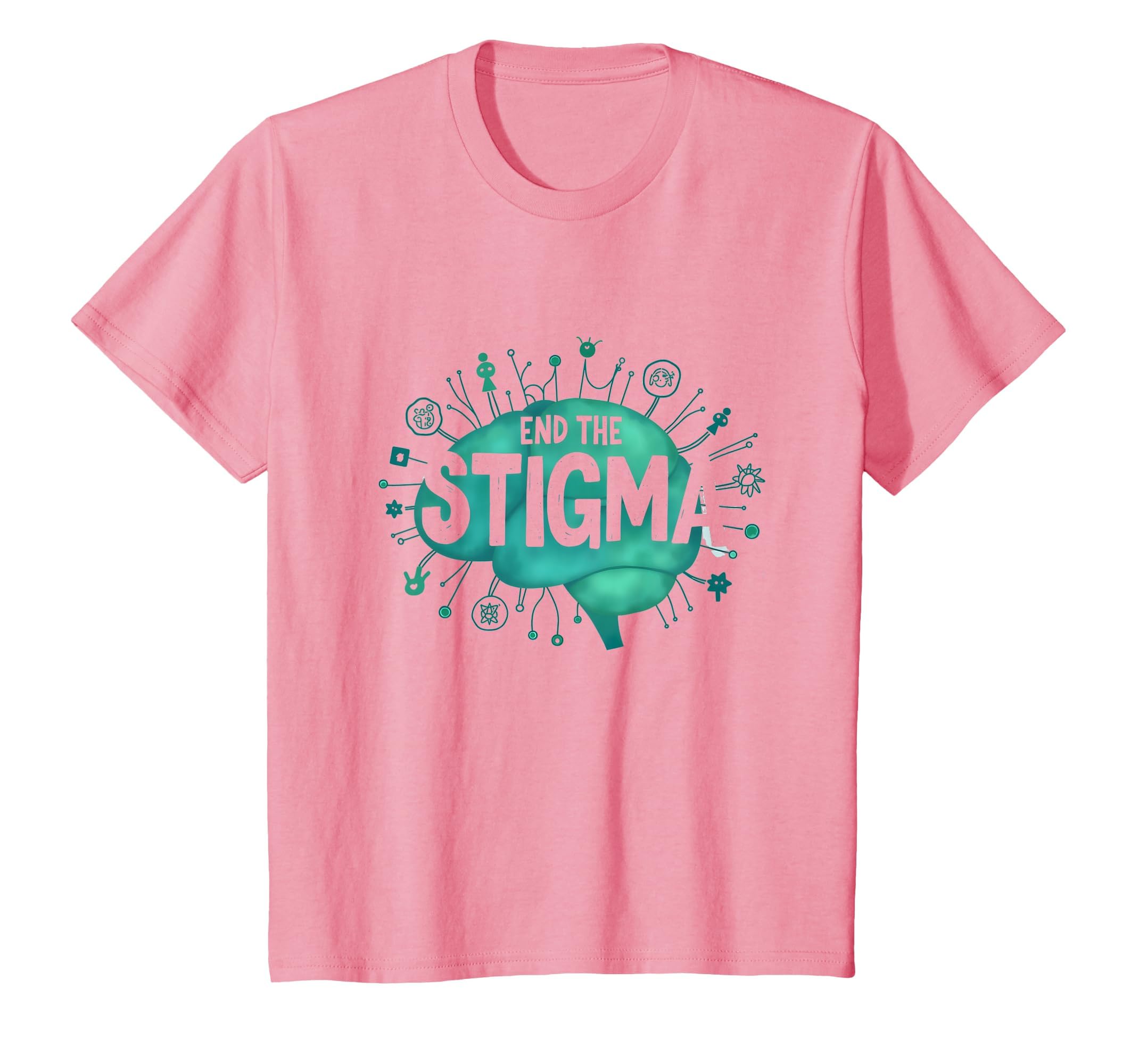 End Stigma Mental Health Awareness Brain T-Shirt - Minimalist Print Unisex - T-Shirt, Sweatshirt, Hoodie