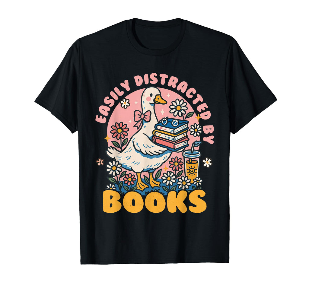 Easily Distracted Books Book Lover T-Shirt - Custom Art Print Unisex - T-Shirt, Sweatshirt, Hoodie