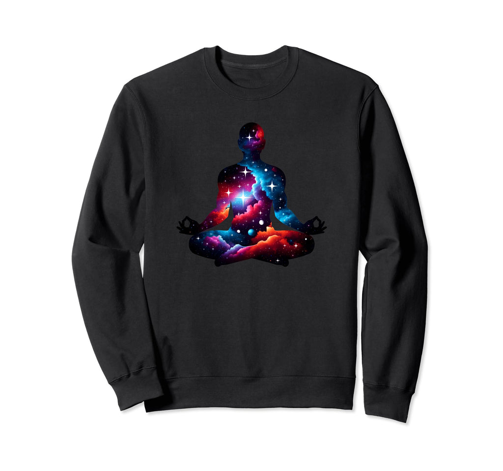 Meditation Pose Galaxy Pattern Sweatshirt - Aesthetic Graphic for Adults - T-Shirt, Sweatshirt, Hoodie