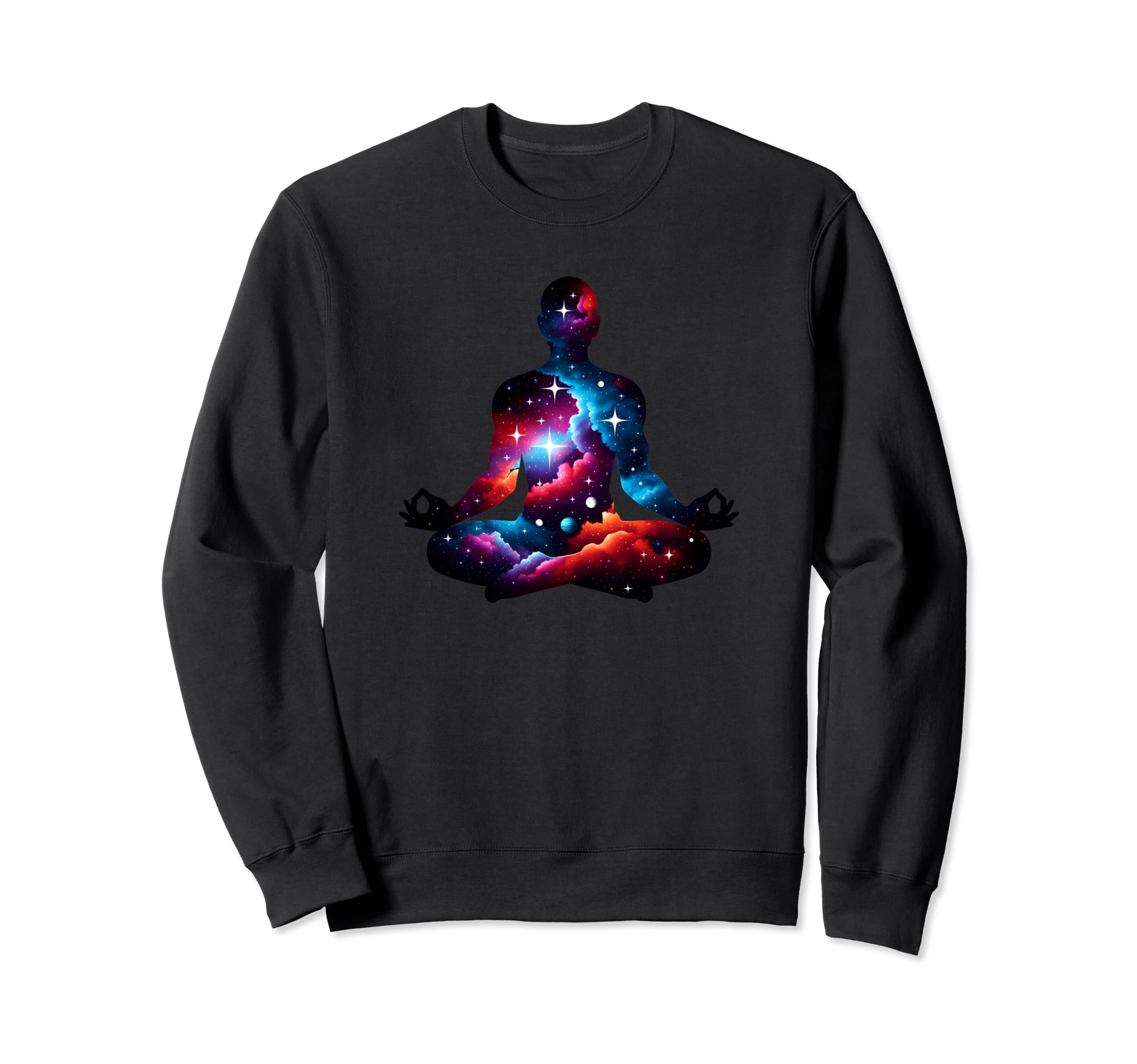 Meditation Pose Galaxy Pattern Sweatshirt - Aesthetic Graphic for Adults - T-Shirt, Sweatshirt, Hoodie