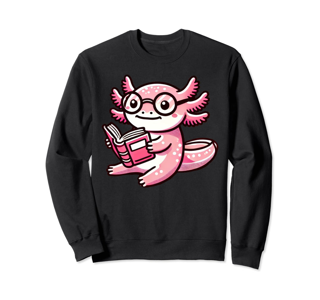 Axolotl Reading Book Nerd Sweatshirt - Trendy Graphic for Adults - T-Shirt, Sweatshirt, Hoodie