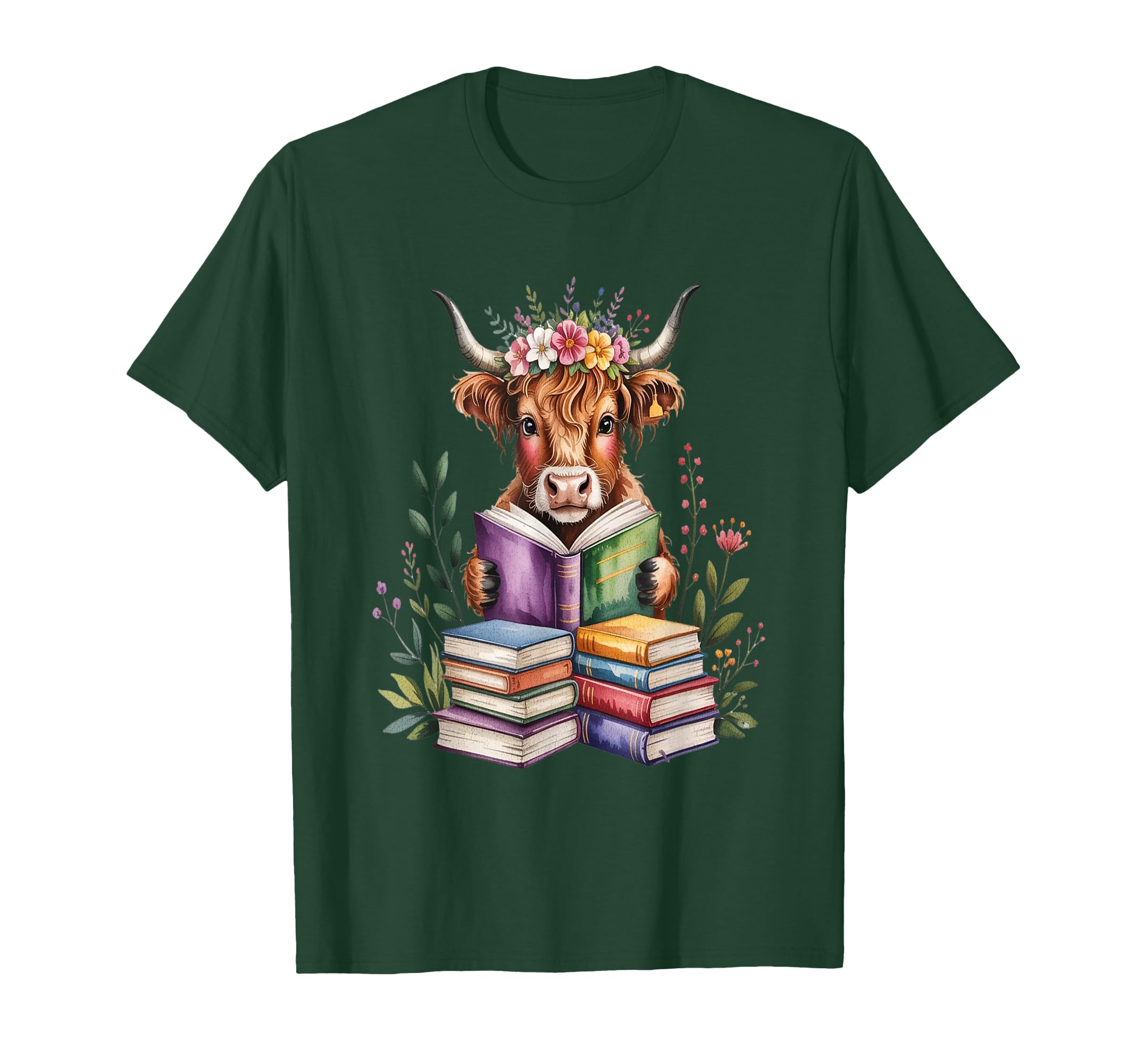 Highland Cow Library Bookworm T-Shirt - Trendy Graphic for Adults - T-Shirt, Sweatshirt, Hoodie