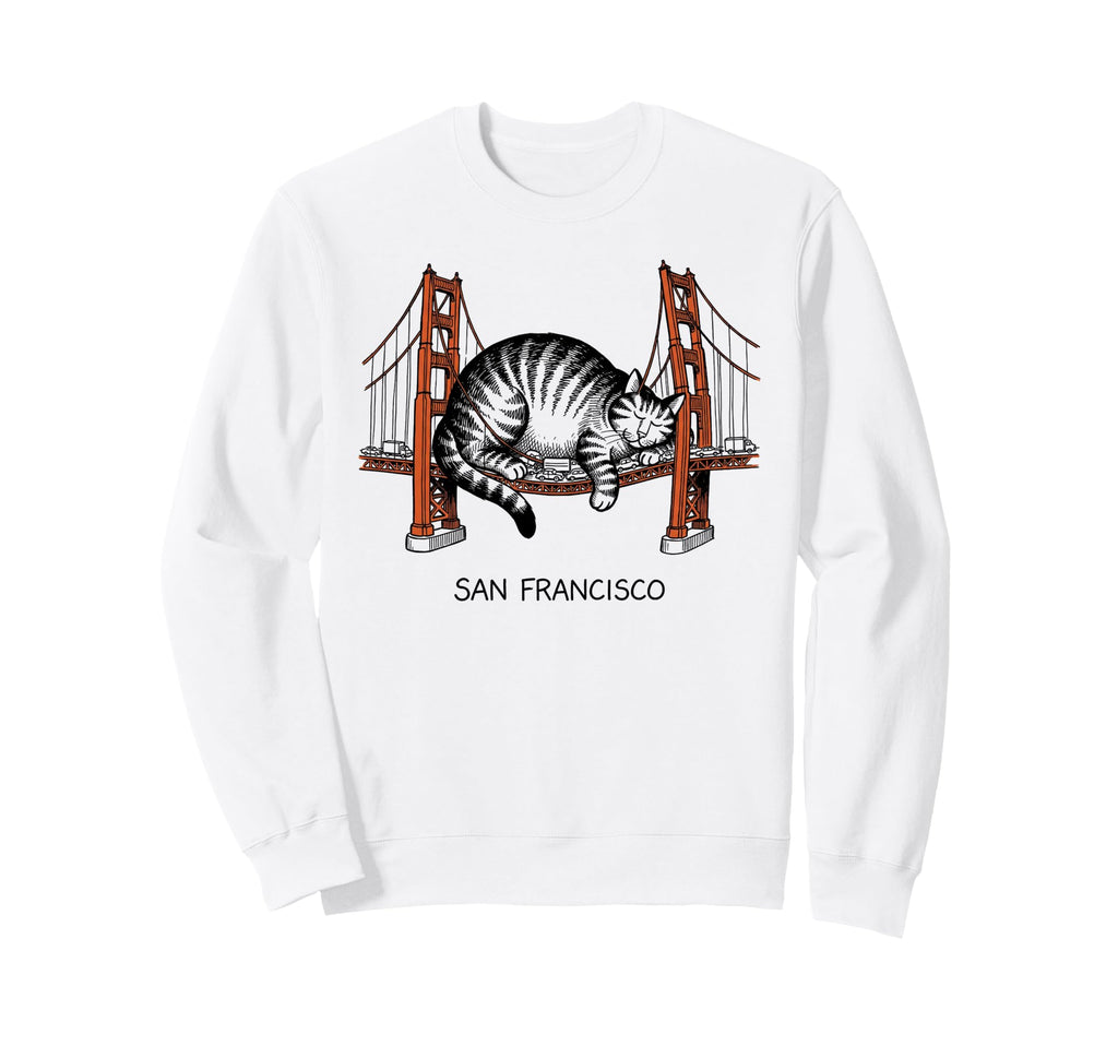 San Francisco Cat Golden Gates Sweatshirt - Aesthetic Graphic Men Women - T-Shirt, Sweatshirt, Hoodie