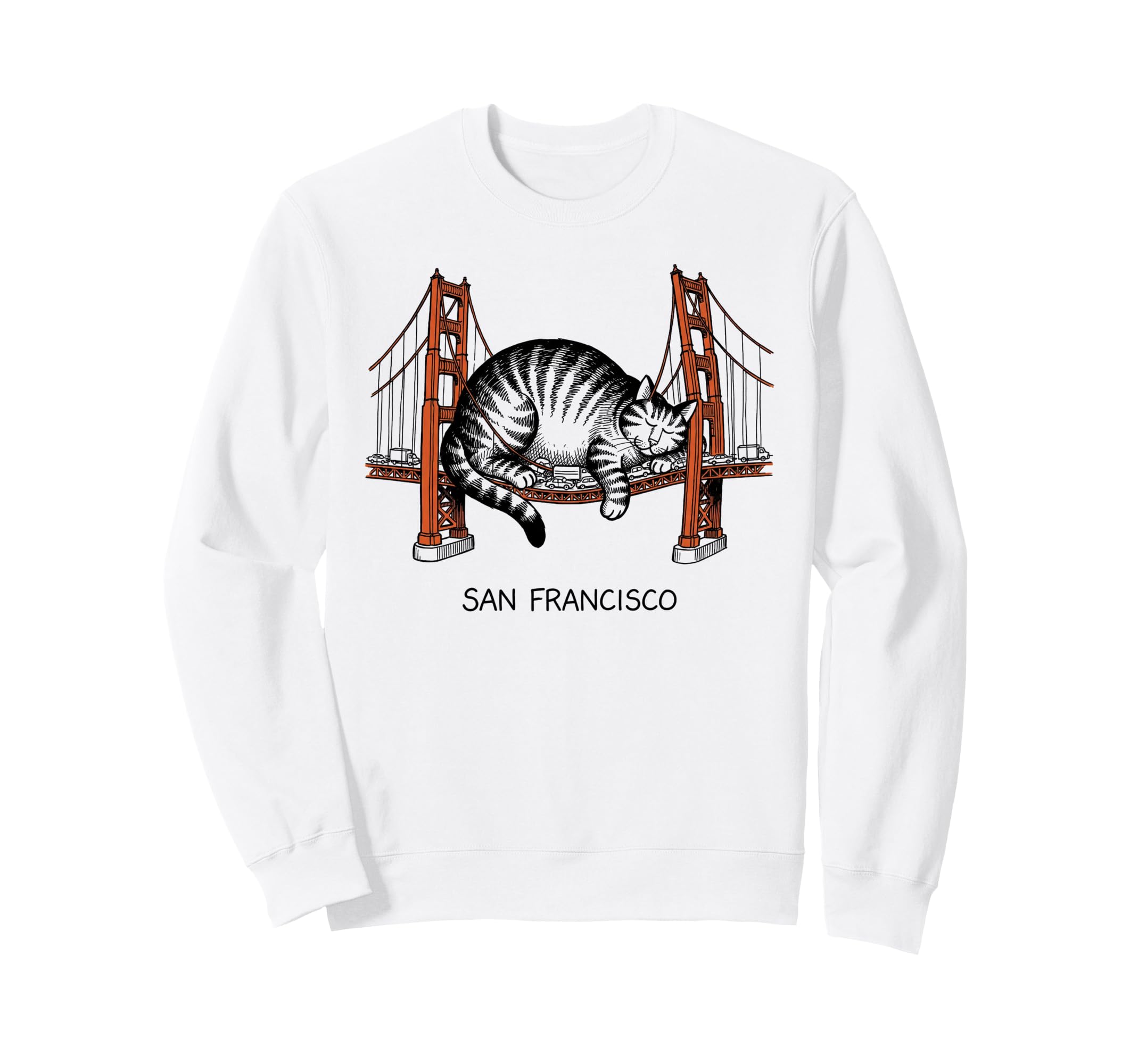 San Francisco Cat Golden Gates Sweatshirt - Aesthetic Graphic Men Women - T-Shirt, Sweatshirt, Hoodie