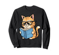 Cat Reading Book Nerd Kitty Bookworm Sweatshirt - Trendy Graphic Men Women - T-Shirt, Sweatshirt, Hoodie