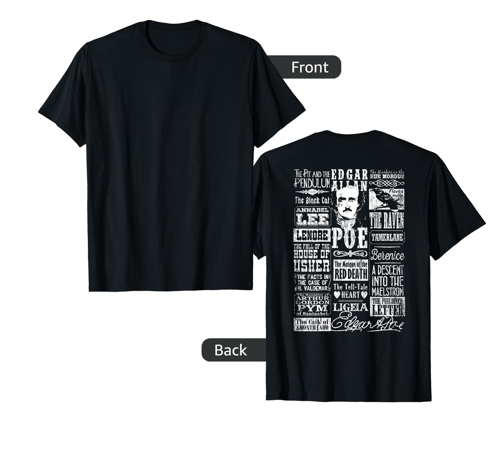 Edgar Allan Poe Poems Quotes Raven T-Shirt - Streetwear Style for Adults - T-Shirt, Sweatshirt, Hoodie