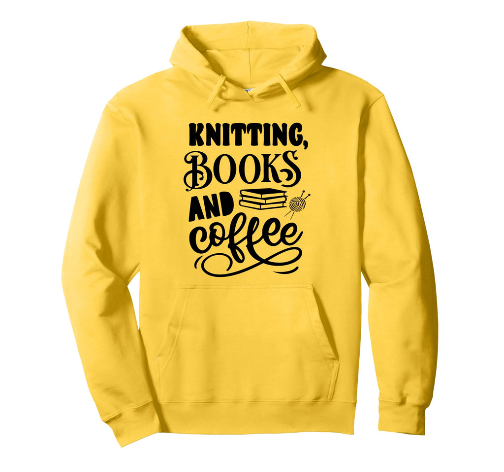 Knitting Books And Coffee Funny Knitter Hoodie - Novelty Apparel Men Women - T-Shirt, Sweatshirt, Hoodie