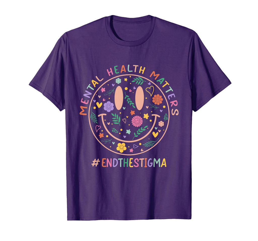 Mental Heath Matters End Stigma Smile T-Shirt - Unique Graphic for Adults - T-Shirt, Sweatshirt, Hoodie