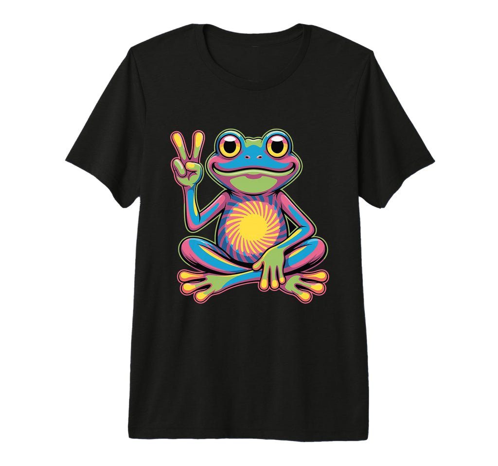 Psychedelic Frog Peace Sign Meditation T-Shirt - Streetwear Style Unisex - T-Shirt, Sweatshirt, Hoodie