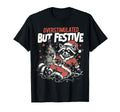 Overstimulated But Festive Funny Raccoon T-Shirt - Minimalist Print Unisex - T-Shirt, Sweatshirt, Hoodie