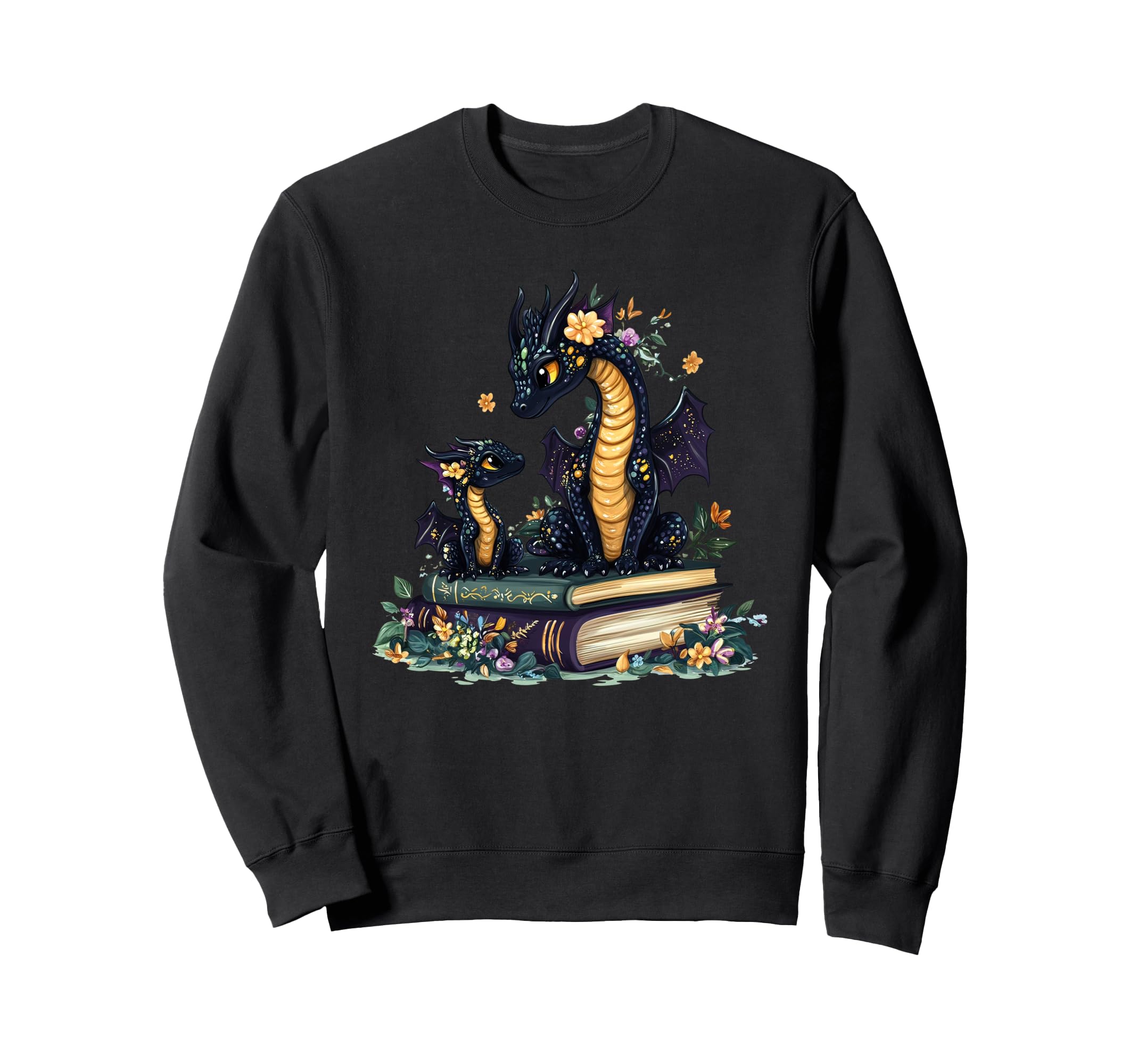 Mommy Dragon Book Lover Book Dragon Sweatshirt - Graphic Print Men Women - T-Shirt, Sweatshirt, Hoodie