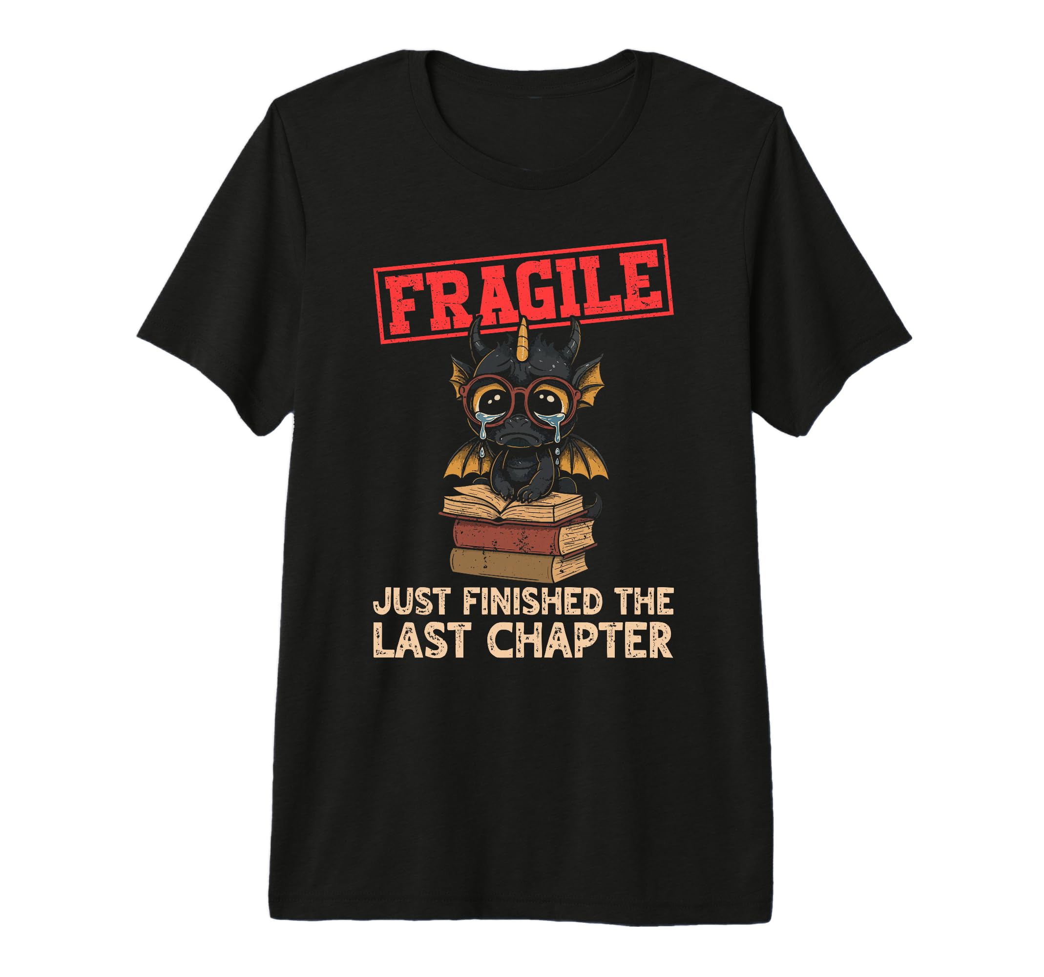 Reading Funny Book Dragon Tri Blend T-Shirt - Minimalist Print for Adults - T-Shirt, Sweatshirt, Hoodie