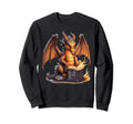 Dragon Reading Book Funny Sweatshirt - Fun Novelty Design Men Women - T-Shirt, Sweatshirt, Hoodie