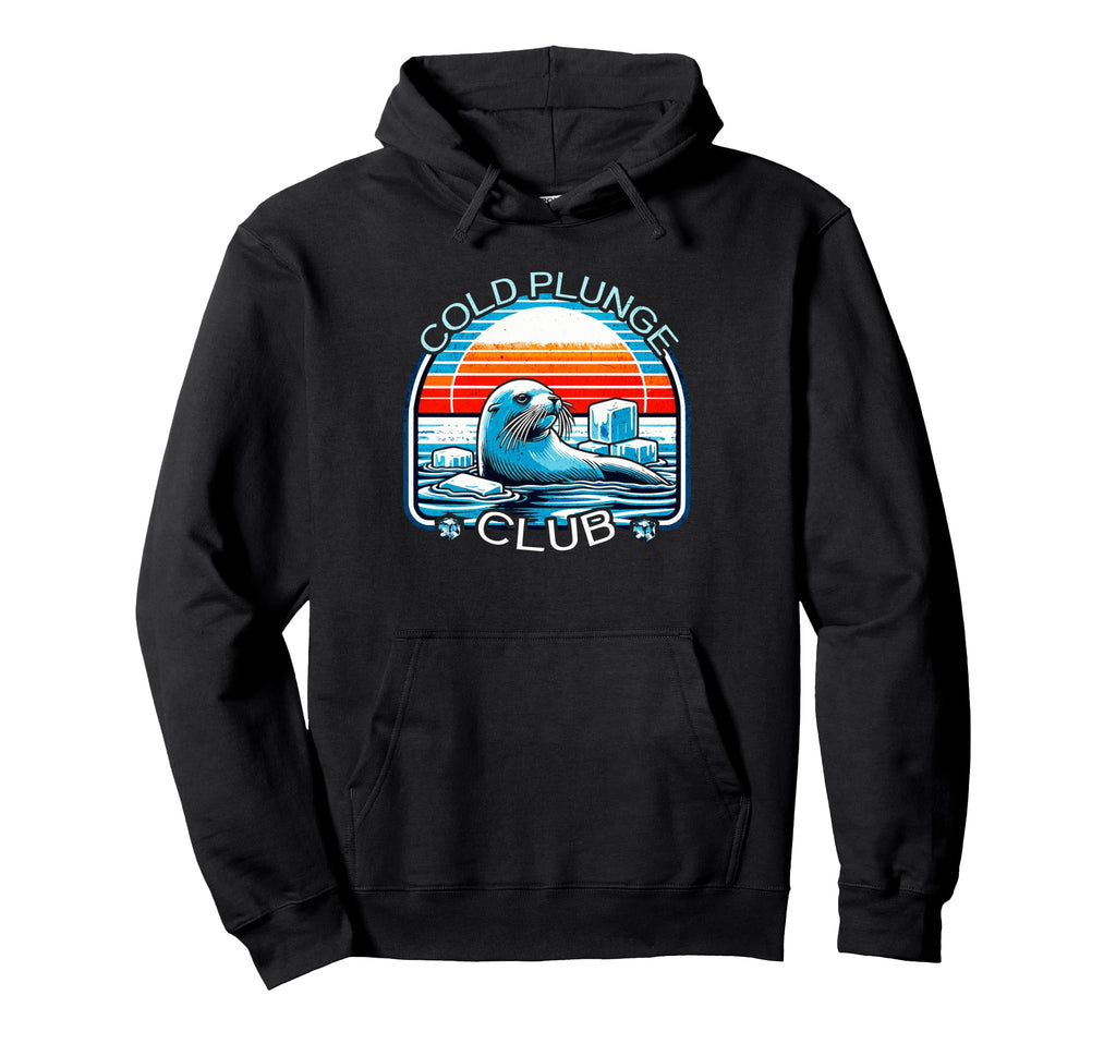 Cold Plunge Club Ice Bath Sunset Seal Hoodie - Minimalist Print for Adults - T-Shirt, Sweatshirt, Hoodie
