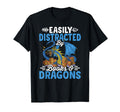 Easily Distracted Dragons Books Funny T-Shirt - Minimalist Print Unisex - T-Shirt, Sweatshirt, Hoodie