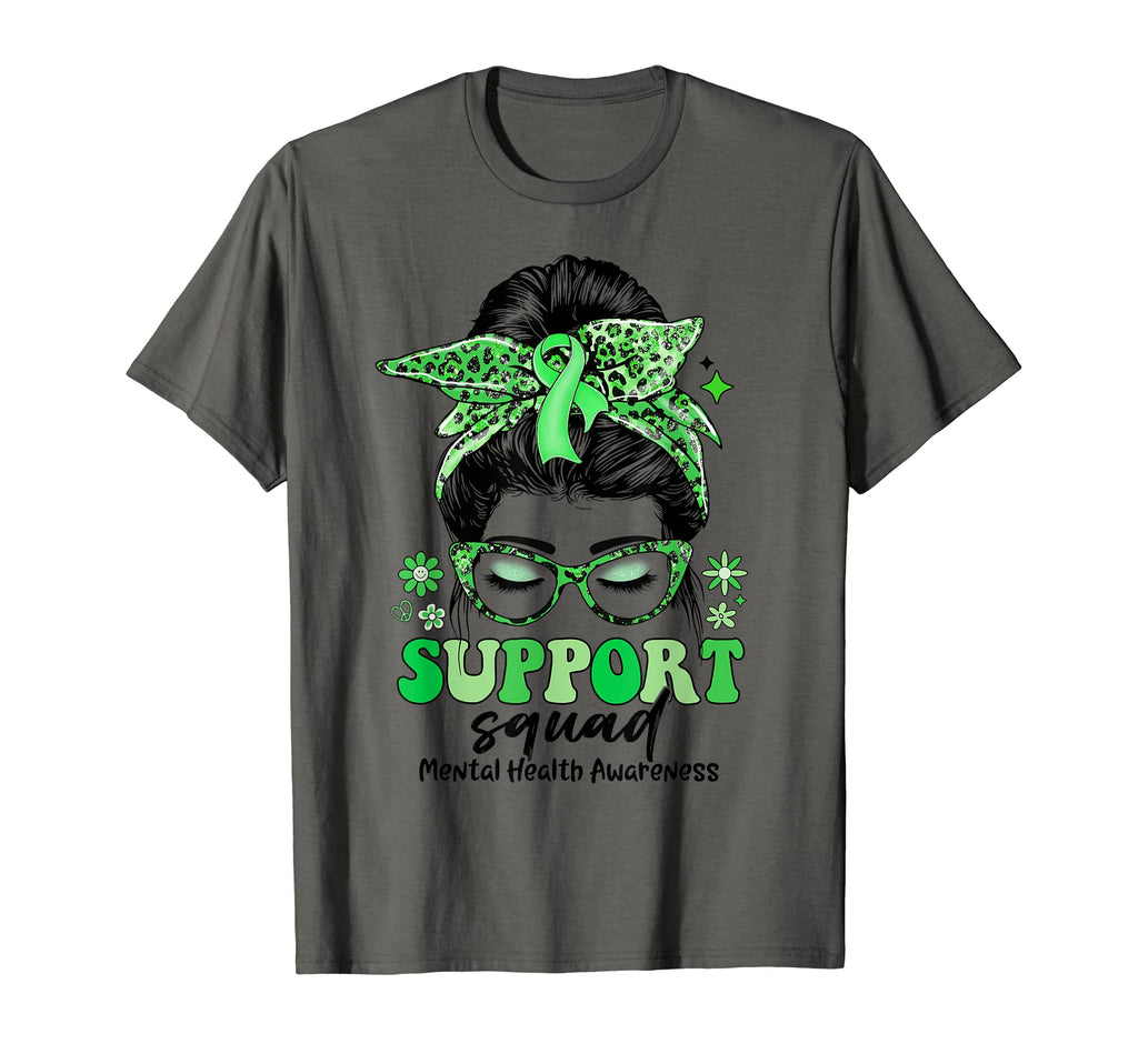 Groovy Support Squad Messy Bun Mental T-Shirt - Graphic Print for Adults - T-Shirt, Sweatshirt, Hoodie