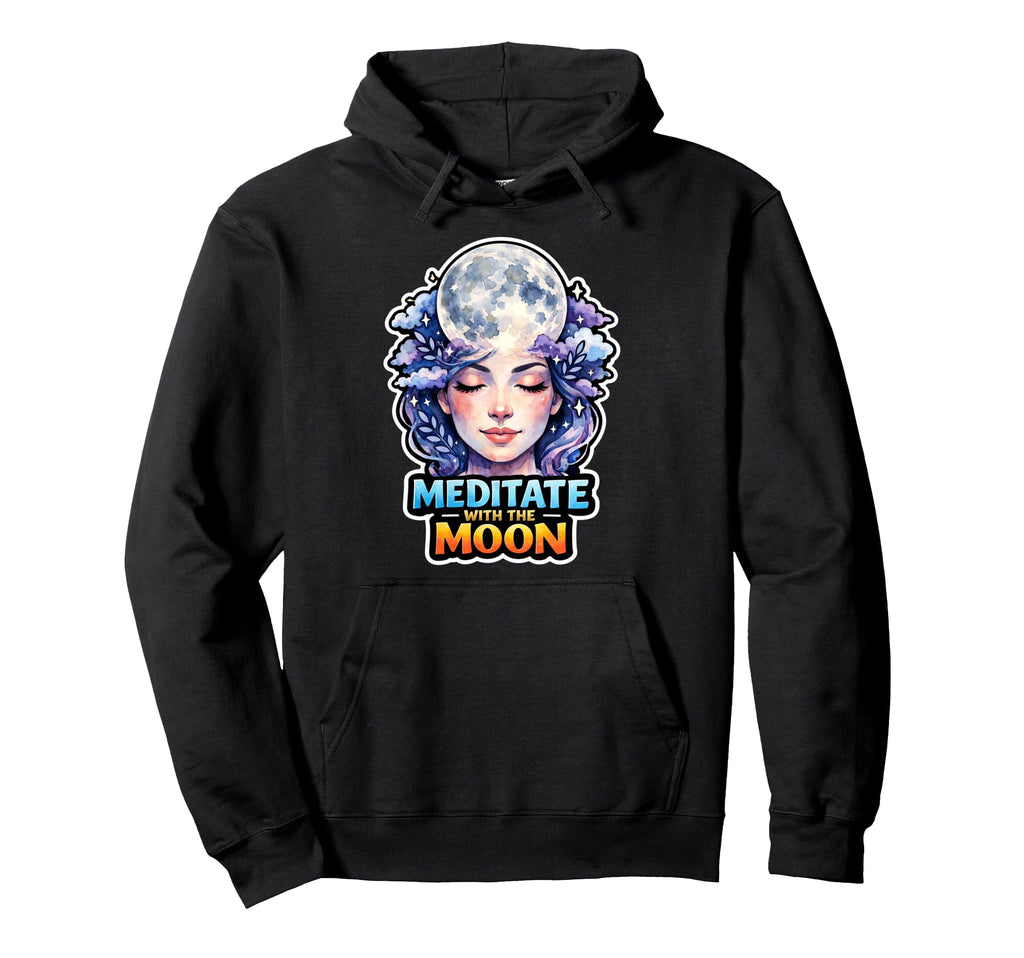 Moon Meditation Lunar Mindfulness Hoodie - Minimalist Print for Adults - T-Shirt, Sweatshirt, Hoodie