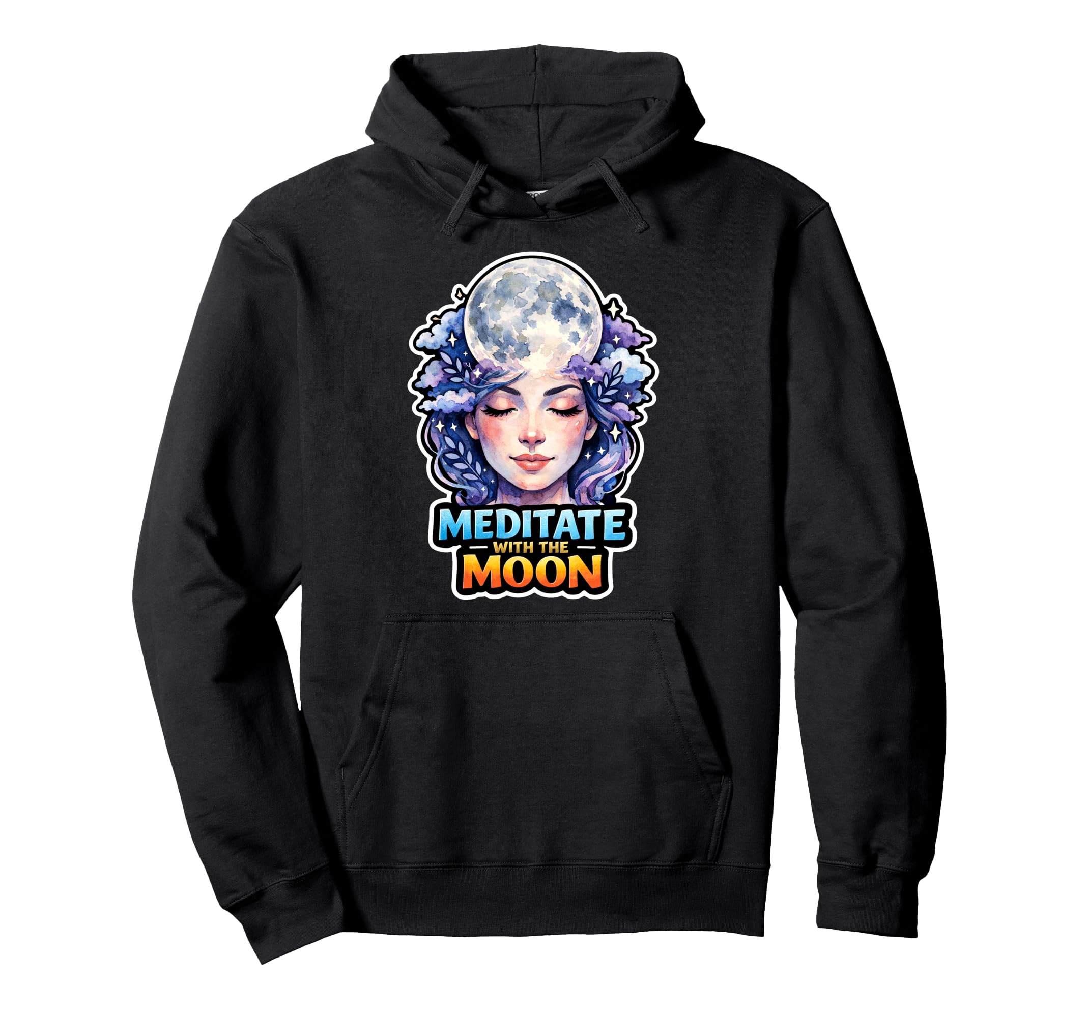 Moon Meditation Lunar Mindfulness Hoodie - Minimalist Print for Adults - T-Shirt, Sweatshirt, Hoodie