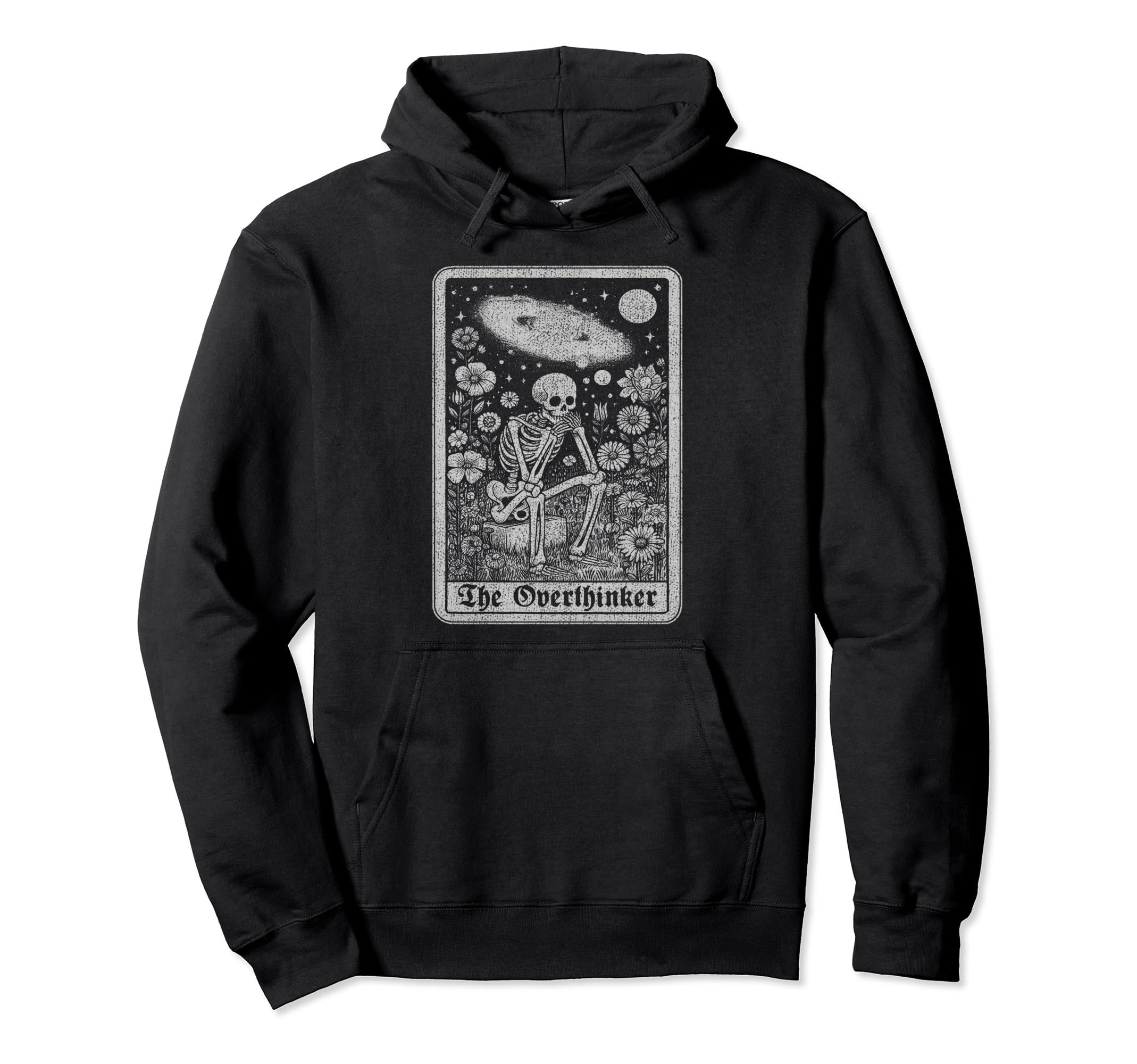 Overthinker Tarot Cards Reader Distressed Hoodie - Streetwear Style Unisex - T-Shirt, Sweatshirt, Hoodie