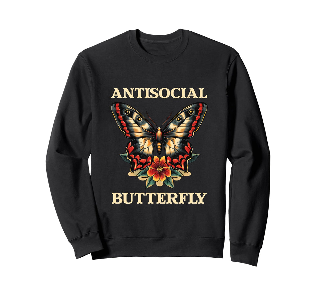 Antisocial Butterfly Gift Hoodie - Minimalist Print for Adults - T-Shirt, Sweatshirt, Hoodie