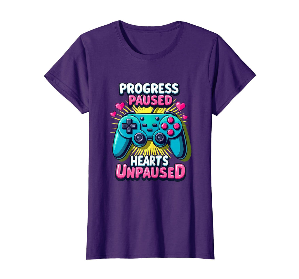 Progress Paused Hearts Unpaused Gaming T-Shirt - Trendy Graphic Men Women - T-Shirt, Sweatshirt, Hoodie