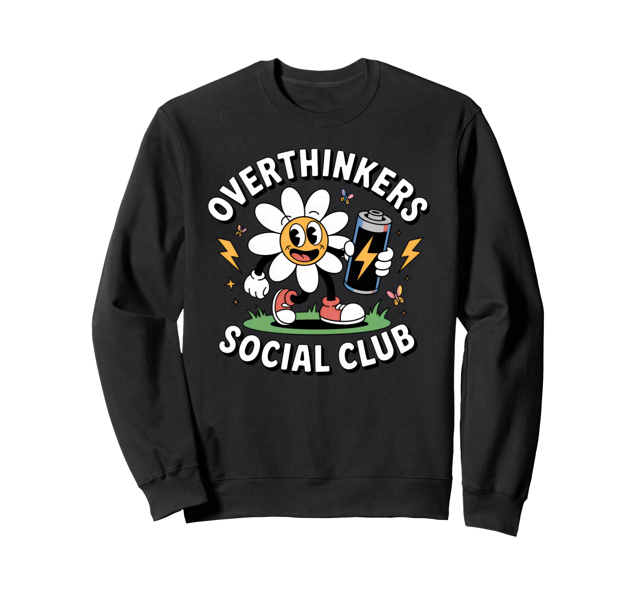 Overthinkers Social Club Funny Flower Sweatshirt - Graphic Print for Adults - T-Shirt, Sweatshirt, Hoodie