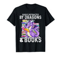 Easily Distracted Dragon And Books T-Shirt - Novelty Apparel for Adults - T-Shirt, Sweatshirt, Hoodie