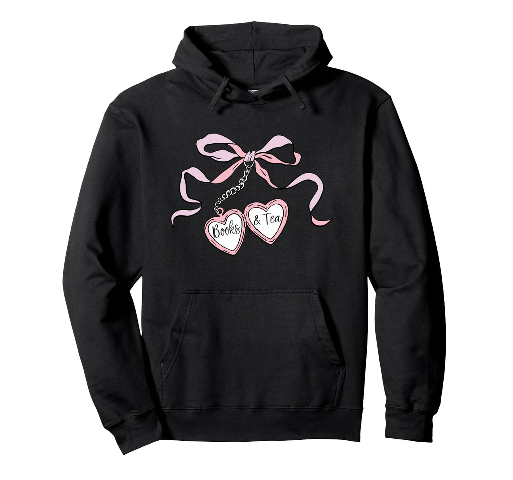 Locket Books And Tea Lover Art Hoodie - Streetwear Style Unisex - T-Shirt, Sweatshirt, Hoodie