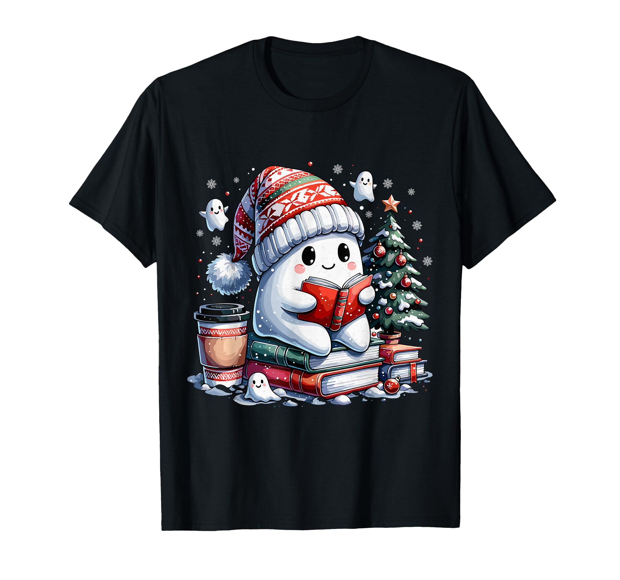 Ghost Reading Book Lovers Ghost T-Shirt - Casual Everyday Wear Men Women - T-Shirt, Sweatshirt, Hoodie