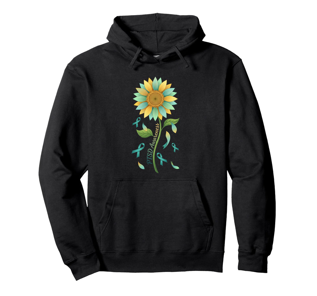Teal Ribbon Mental Health Support Ptsd Hoodie - Graphic Print Men Women - T-Shirt, Sweatshirt, Hoodie