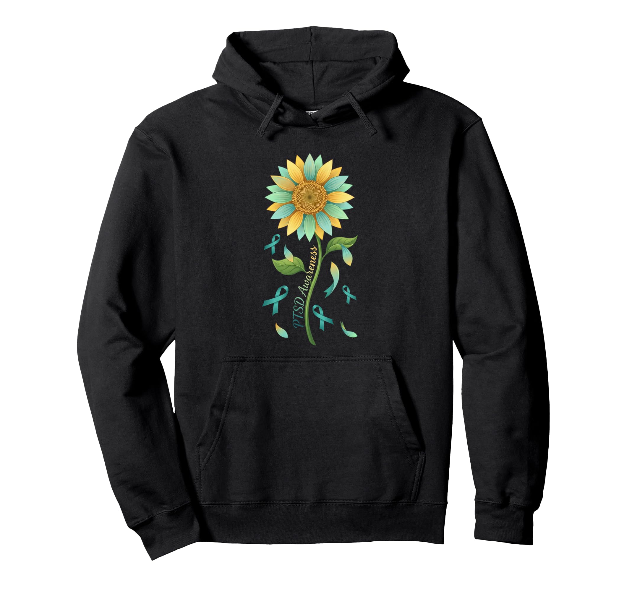 Teal Ribbon Mental Health Support Ptsd Hoodie - Graphic Print Men Women - T-Shirt, Sweatshirt, Hoodie