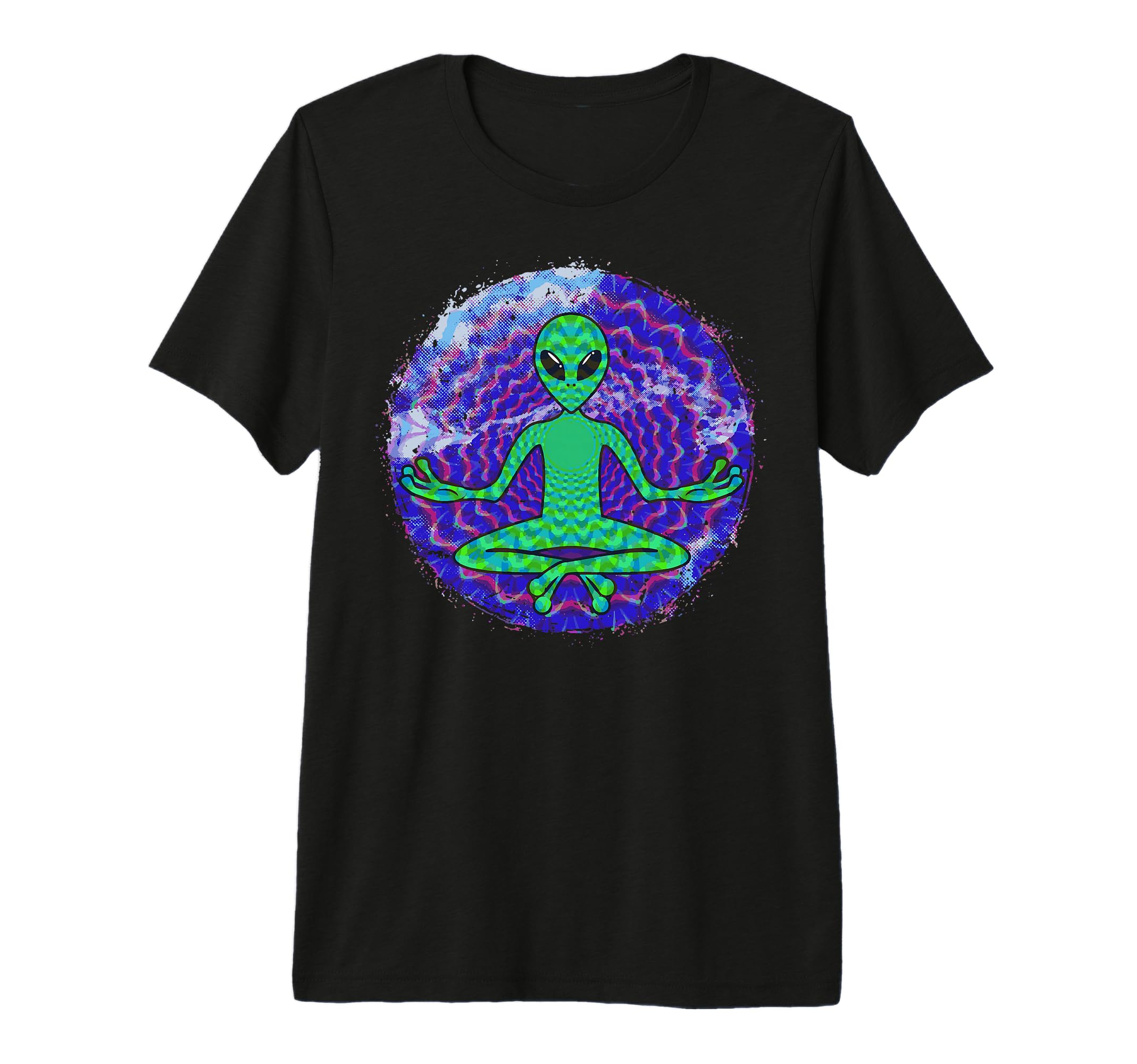 Cartoon Alien Meditating Psychedelic T-Shirt - Novelty Apparel for Adults - T-Shirt, Sweatshirt, Hoodie