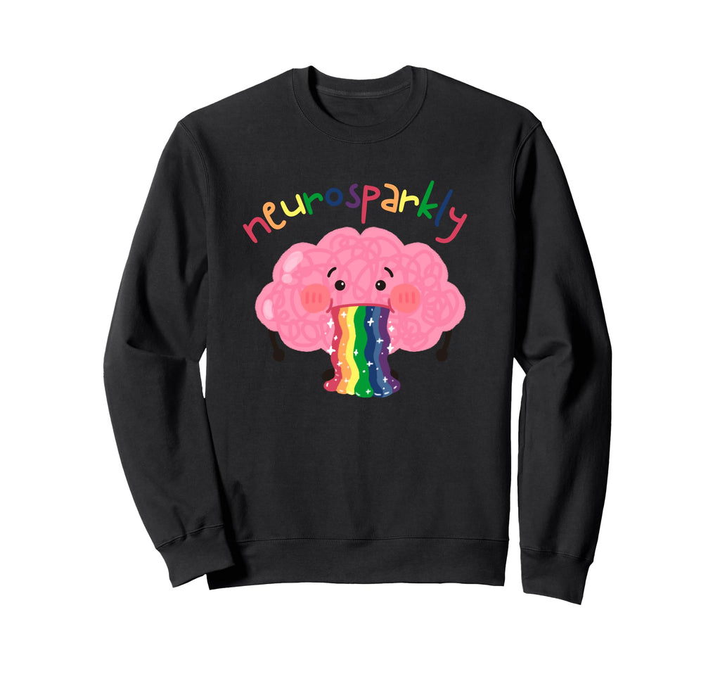 Rainbow Vomit Brain Neurodiversity Sweatshirt - Graphic Print Men Women - T-Shirt, Sweatshirt, Hoodie