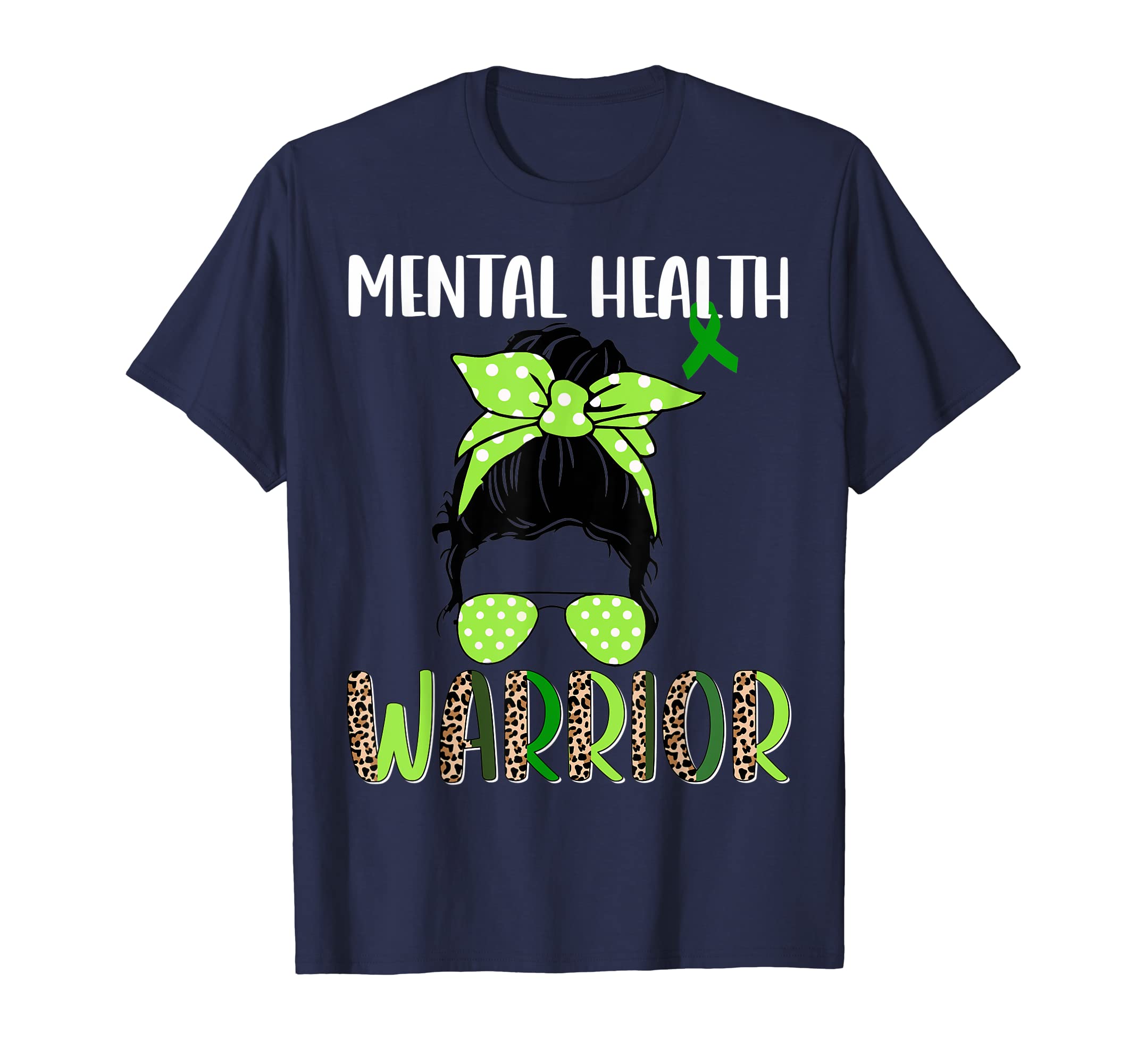Mental Health Warrior Messy Bun T-Shirt - Aesthetic Graphic for Adults - T-Shirt, Sweatshirt, Hoodie