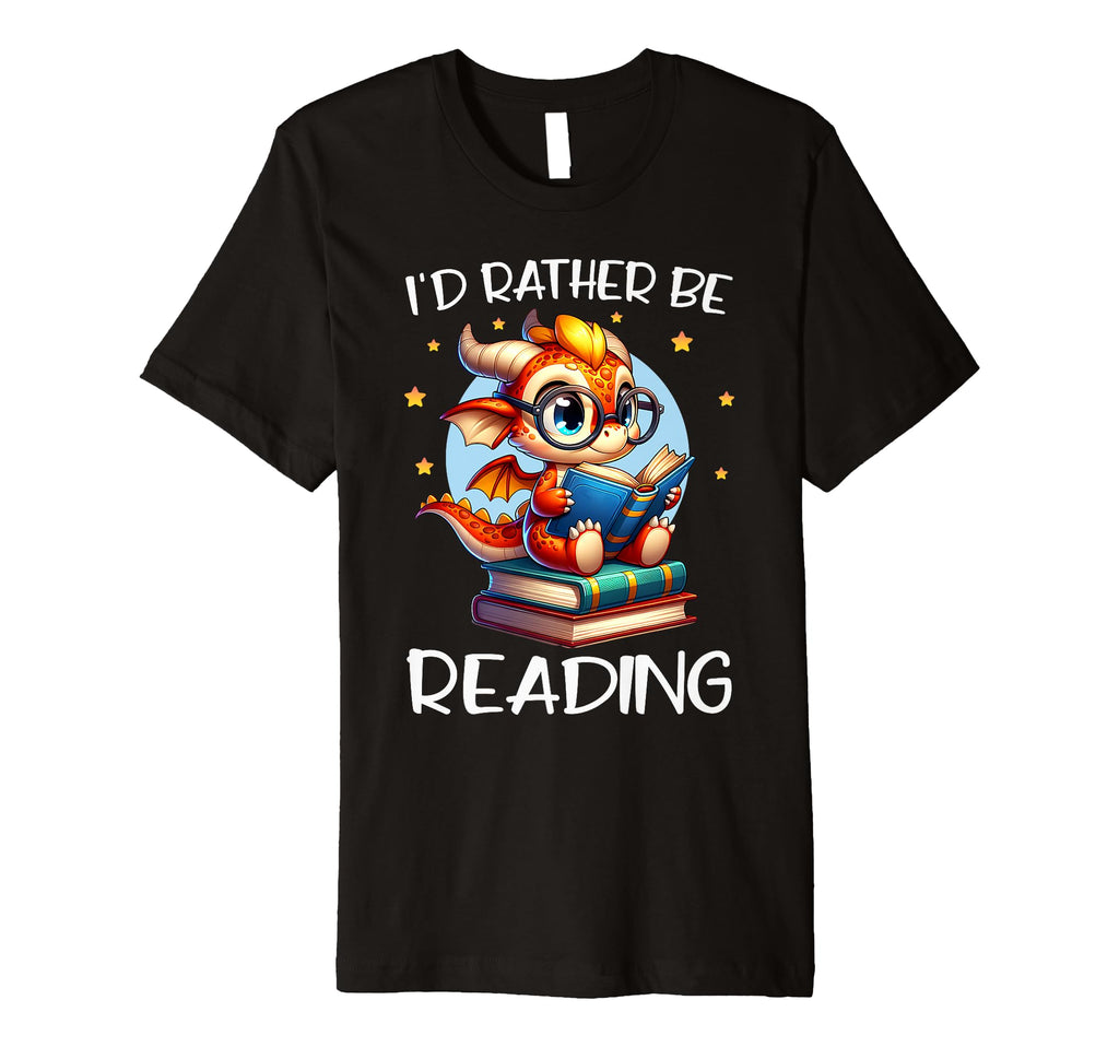 Id Rather Be Reading Book Dragon Bookworm T-Shirt - Graphic Print Unisex - T-Shirt, Sweatshirt, Hoodie