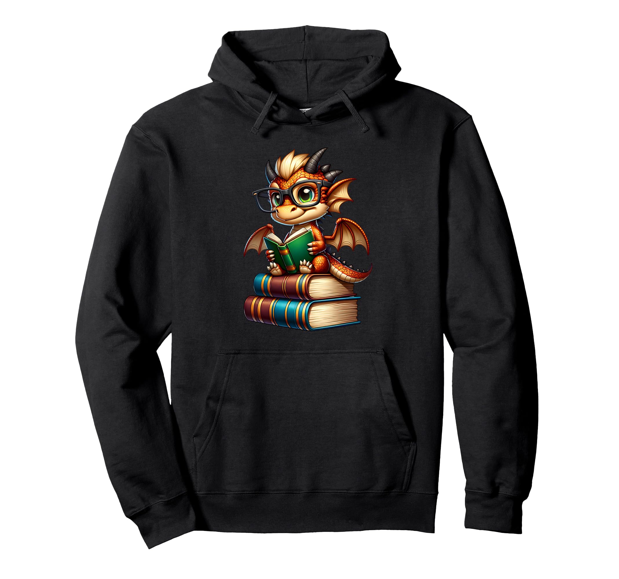 Dragon And Books Nerds Dragon Reading Hoodie - Unique Graphic for Adults - T-Shirt, Sweatshirt, Hoodie