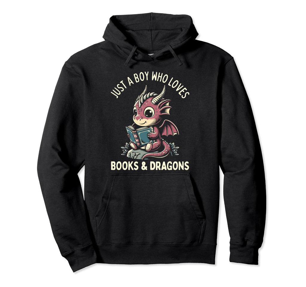 Just Who Loves Books And Dragons Hoodie - Streetwear Style for Adults - T-Shirt, Sweatshirt, Hoodie
