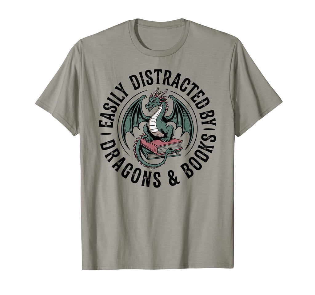 Easily Distracted Dragons Books T-Shirt - Custom Art Print Unisex - T-Shirt, Sweatshirt, Hoodie
