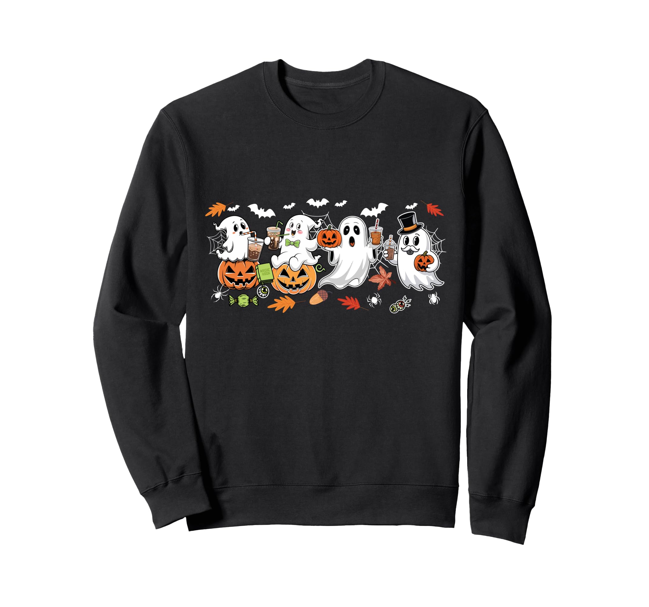 Ghost Drinking Coffee Halloween Ghost Sweatshirt - Custom Art Print Unisex - T-Shirt, Sweatshirt, Hoodie